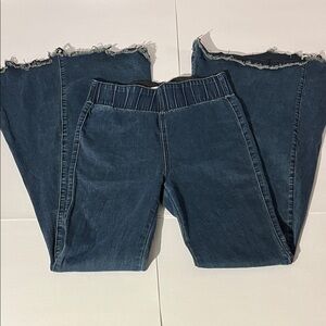 Three Bird Nest Bellbottoms Denim Jeans sz Medium Dark Wash Retro Flares Anthro
